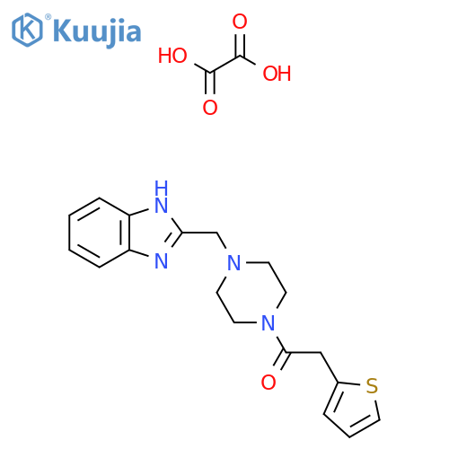 1-{4-(1H-1,3-benzodiazol-2-yl)methylpiperazin-1-yl}-2-(thiophen-2-yl)ethan-1-one; oxalic acid structure
