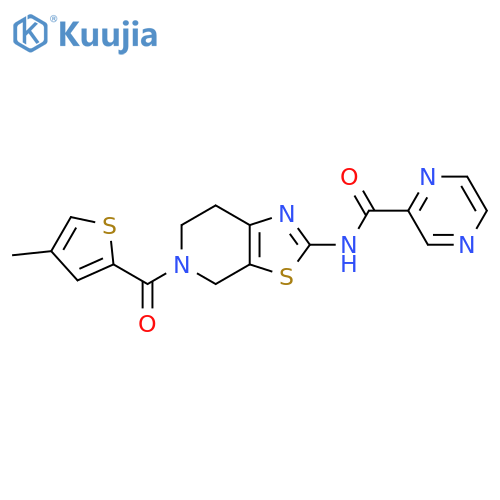 N-5-(4-methylthiophene-2-carbonyl)-4H,5H,6H,7H-1,3thiazolo5,4-cpyridin-2-ylpyrazine-2-carboxamide structure