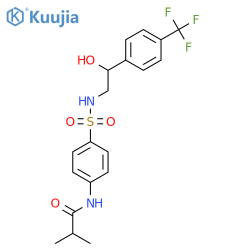 N-4-({2-hydroxy-2-4-(trifluoromethyl)phenylethyl}sulfamoyl)phenyl-2-methylpropanamide structure