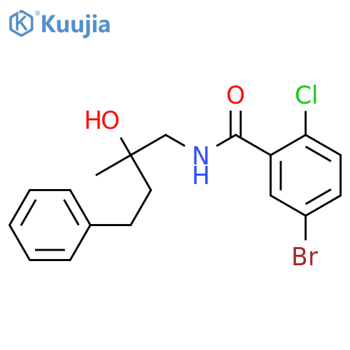 5-bromo-2-chloro-N-(2-hydroxy-2-methyl-4-phenylbutyl)benzamide structure