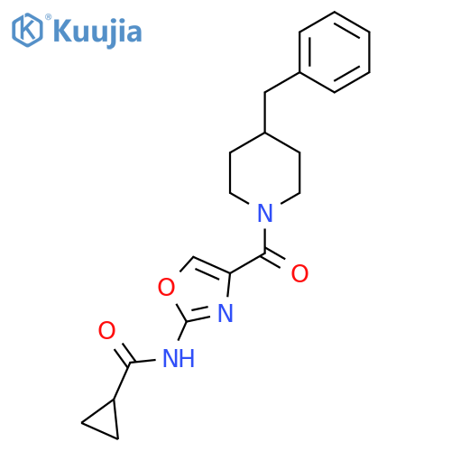 N-4-(4-benzylpiperidine-1-carbonyl)-1,3-oxazol-2-ylcyclopropanecarboxamide structure