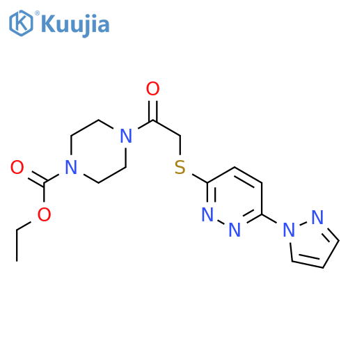 ethyl 4-(2-{[6-(1H-pyrazol-1-yl)pyridazin-3-yl]sulfanyl}acetyl)piperazine-1-carboxylate structure