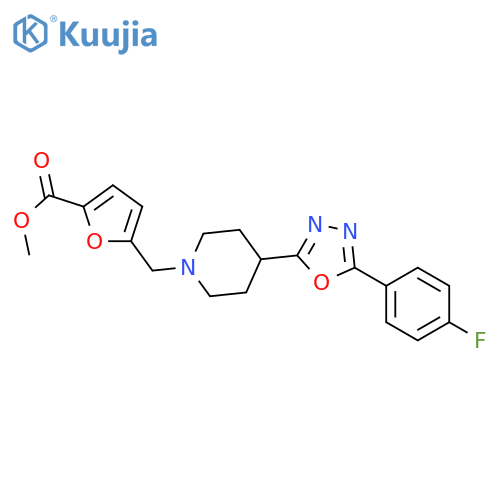 methyl 5-({4-5-(4-fluorophenyl)-1,3,4-oxadiazol-2-ylpiperidin-1-yl}methyl)furan-2-carboxylate structure