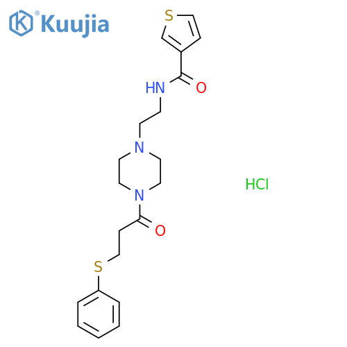 N-(2-{4-3-(phenylsulfanyl)propanoylpiperazin-1-yl}ethyl)thiophene-3-carboxamide hydrochloride structure