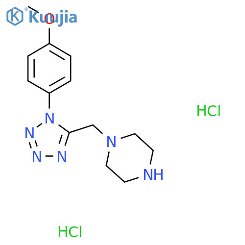 1-{[1-(4-methoxyphenyl)-1H-1,2,3,4-tetrazol-5-yl]methyl}piperazine dihydrochloride structure