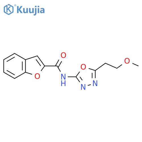 N-5-(2-methoxyethyl)-1,3,4-oxadiazol-2-yl-1-benzofuran-2-carboxamide structure