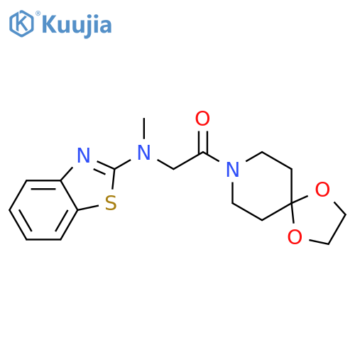 2-(1,3-benzothiazol-2-yl)(methyl)amino-1-{1,4-dioxa-8-azaspiro4.5decan-8-yl}ethan-1-one structure