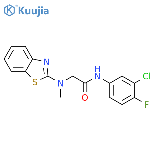 2-(1,3-benzothiazol-2-yl)(methyl)amino-N-(3-chloro-4-fluorophenyl)acetamide structure