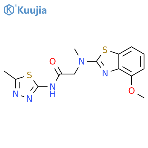 2-(4-methoxy-1,3-benzothiazol-2-yl)(methyl)amino-N-(5-methyl-1,3,4-thiadiazol-2-yl)acetamide structure