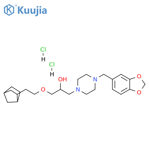 1-{4-[(2H-1,3-benzodioxol-5-yl)methyl]piperazin-1-yl}-3-(2-{bicyclo[2.2.1]heptan-2-yl}ethoxy)propan-2-ol dihydrochloride structure