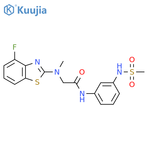 2-(4-fluoro-1,3-benzothiazol-2-yl)(methyl)amino-N-(3-methanesulfonamidophenyl)acetamide structure