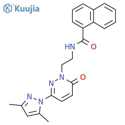 N-{2-3-(3,5-dimethyl-1H-pyrazol-1-yl)-6-oxo-1,6-dihydropyridazin-1-ylethyl}naphthalene-1-carboxamide structure