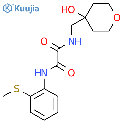 N'-(4-hydroxyoxan-4-yl)methyl-N-2-(methylsulfanyl)phenylethanediamide structure
