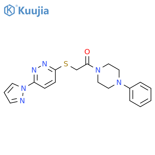 1-(4-phenylpiperazin-1-yl)-2-{6-(1H-pyrazol-1-yl)pyridazin-3-ylsulfanyl}ethan-1-one structure
