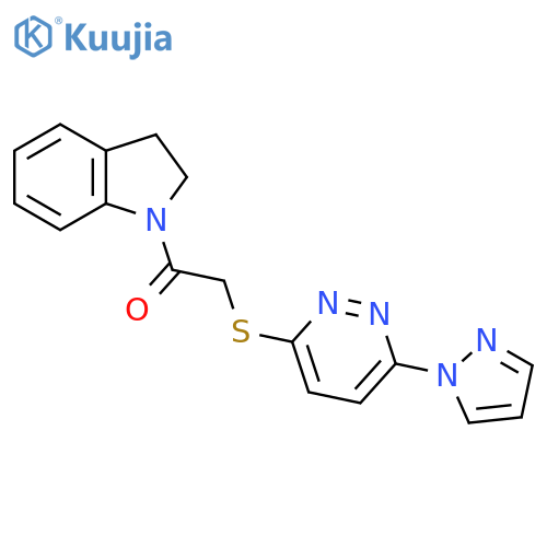 1-(2,3-dihydro-1H-indol-1-yl)-2-{[6-(1H-pyrazol-1-yl)pyridazin-3-yl]sulfanyl}ethan-1-one structure