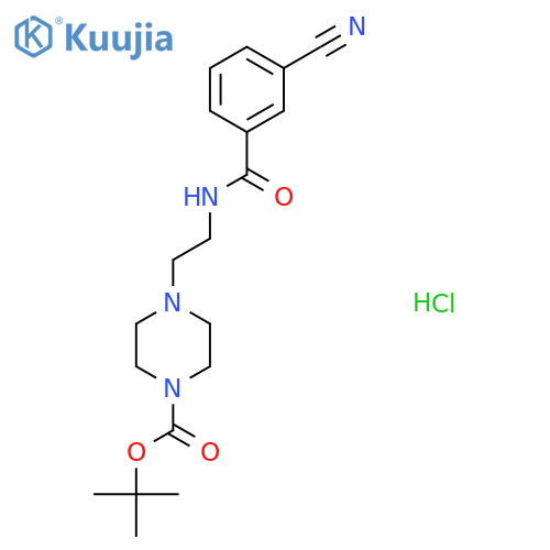 tert-butyl 4-{2-(3-cyanophenyl)formamidoethyl}piperazine-1-carboxylate hydrochloride structure
