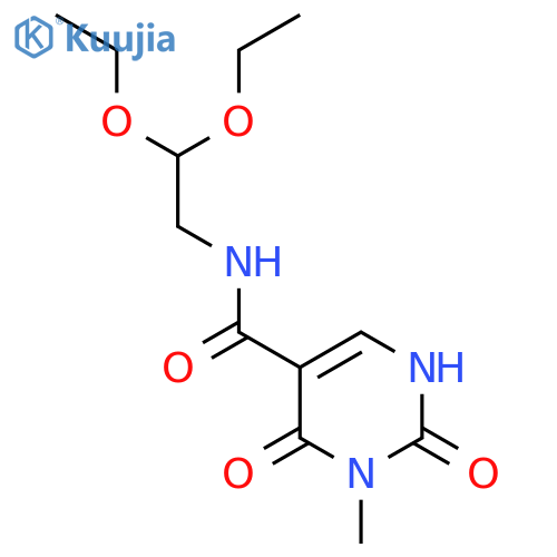 N-(2,2-diethoxyethyl)-3-methyl-2,4-dioxo-1,2,3,4-tetrahydropyrimidine-5-carboxamide structure