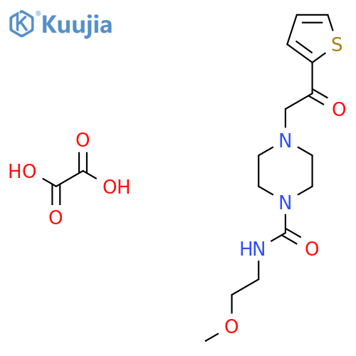 N-(2-methoxyethyl)-4-2-oxo-2-(thiophen-2-yl)ethylpiperazine-1-carboxamide; oxalic acid structure
