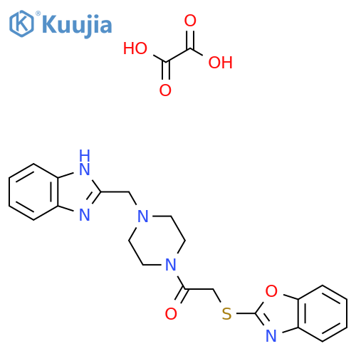1-{4-(1H-1,3-benzodiazol-2-yl)methylpiperazin-1-yl}-2-(1,3-benzoxazol-2-ylsulfanyl)ethan-1-one; oxalic acid structure