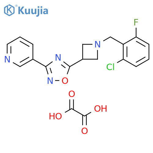 3-(5-{1-(2-chloro-6-fluorophenyl)methylazetidin-3-yl}-1,2,4-oxadiazol-3-yl)pyridine; oxalic acid structure