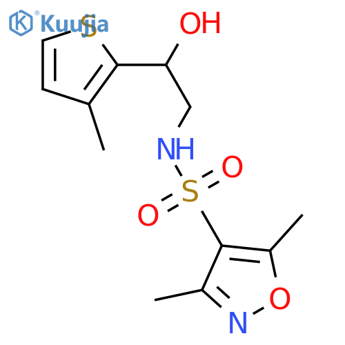 N-2-hydroxy-2-(3-methylthiophen-2-yl)ethyl-3,5-dimethyl-1,2-oxazole-4-sulfonamide structure