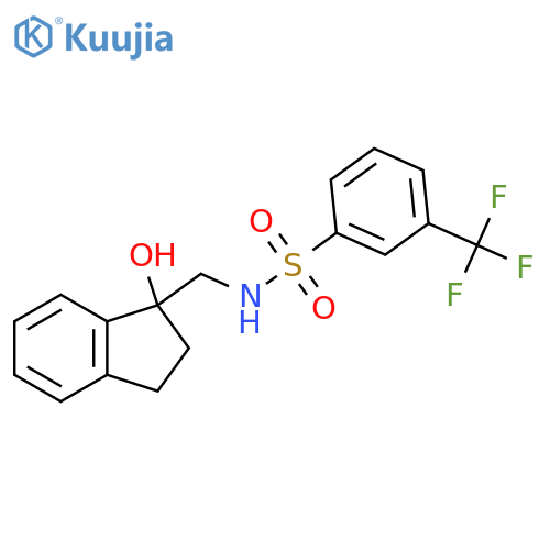 N-[(1-hydroxy-2,3-dihydro-1H-inden-1-yl)methyl]-3-(trifluoromethyl)benzene-1-sulfonamide structure