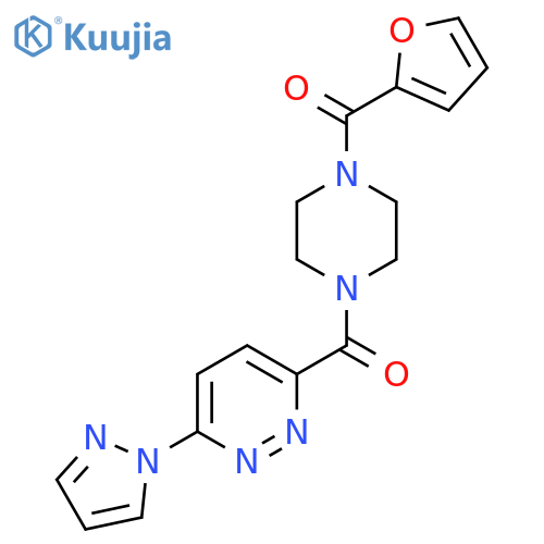 3-[4-(furan-2-carbonyl)piperazine-1-carbonyl]-6-(1H-pyrazol-1-yl)pyridazine structure