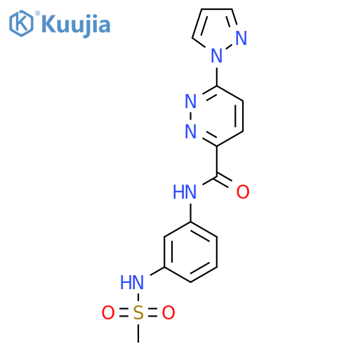 N-(3-methanesulfonamidophenyl)-6-(1H-pyrazol-1-yl)pyridazine-3-carboxamide structure