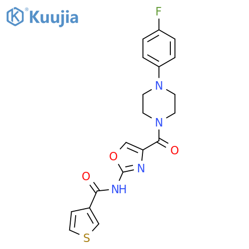 N-{4-4-(4-fluorophenyl)piperazine-1-carbonyl-1,3-oxazol-2-yl}thiophene-3-carboxamide structure