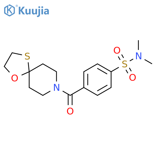 N,N-dimethyl-4-{1-oxa-4-thia-8-azaspiro4.5decane-8-carbonyl}benzene-1-sulfonamide structure
