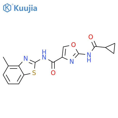 2-cyclopropaneamido-N-(4-methyl-1,3-benzothiazol-2-yl)-1,3-oxazole-4-carboxamide structure