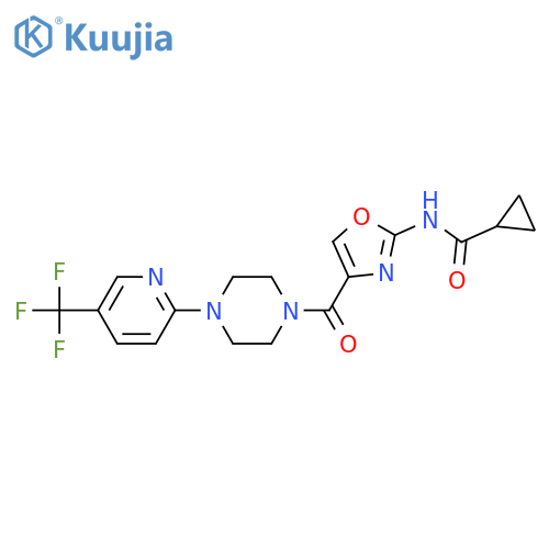 N-(4-{4-5-(trifluoromethyl)pyridin-2-ylpiperazine-1-carbonyl}-1,3-oxazol-2-yl)cyclopropanecarboxamide structure