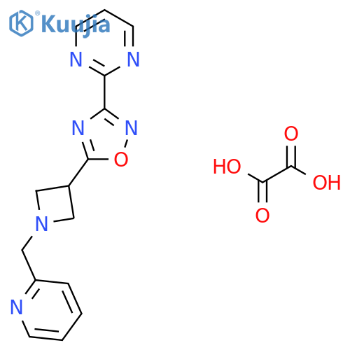 2-(5-{1-(pyridin-2-yl)methylazetidin-3-yl}-1,2,4-oxadiazol-3-yl)pyrimidine; oxalic acid structure