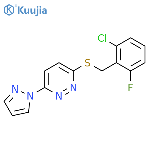 3-{(2-chloro-6-fluorophenyl)methylsulfanyl}-6-(1H-pyrazol-1-yl)pyridazine structure