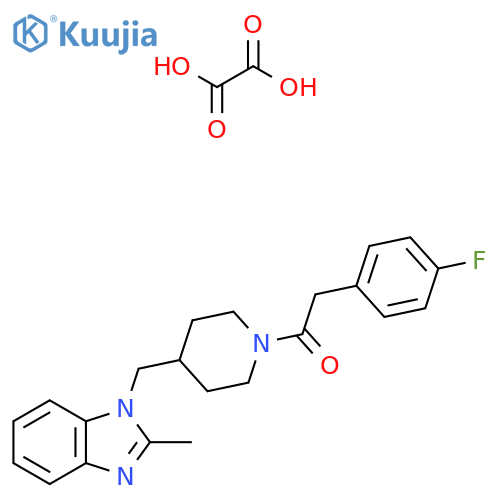 2-(4-fluorophenyl)-1-{4-(2-methyl-1H-1,3-benzodiazol-1-yl)methylpiperidin-1-yl}ethan-1-one; oxalic acid structure