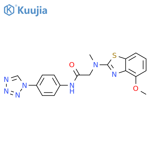 2-(4-methoxy-1,3-benzothiazol-2-yl)(methyl)amino-N-4-(1H-1,2,3,4-tetrazol-1-yl)phenylacetamide structure