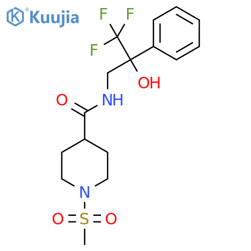 1-methanesulfonyl-N-(3,3,3-trifluoro-2-hydroxy-2-phenylpropyl)piperidine-4-carboxamide structure