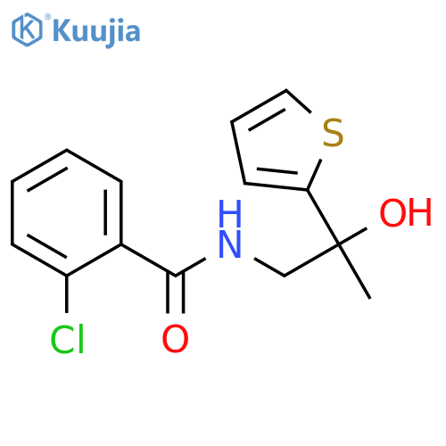 2-chloro-N-[2-hydroxy-2-(thiophen-2-yl)propyl]benzamide structure