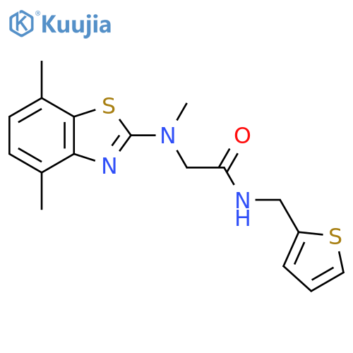 2-(4,7-dimethyl-1,3-benzothiazol-2-yl)(methyl)amino-N-(thiophen-2-yl)methylacetamide structure