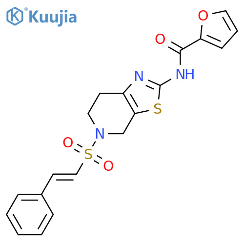 N-{5-(E)-2-phenylethenesulfonyl-4H,5H,6H,7H-1,3thiazolo5,4-cpyridin-2-yl}furan-2-carboxamide structure