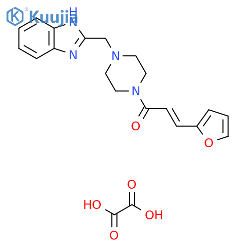 (2E)-1-{4-(1H-1,3-benzodiazol-2-yl)methylpiperazin-1-yl}-3-(furan-2-yl)prop-2-en-1-one; oxalic acid structure