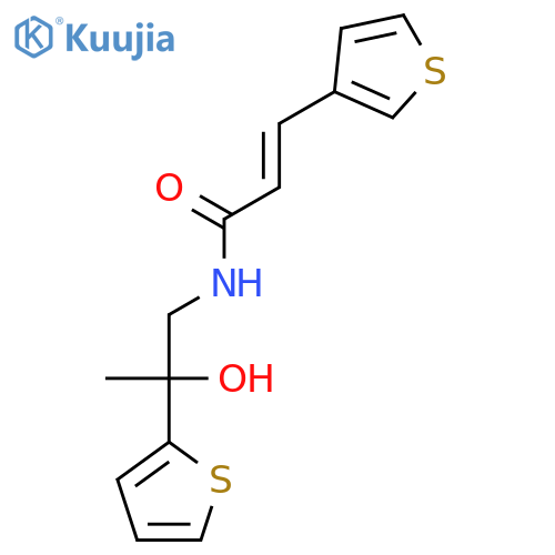 (2E)-N-2-hydroxy-2-(thiophen-2-yl)propyl-3-(thiophen-3-yl)prop-2-enamide structure