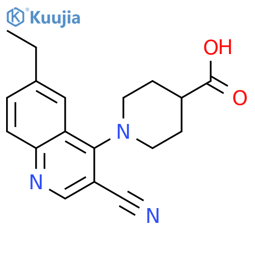 1-(3-Cyano-6-ethylquinolin-4-yl)piperidine-4-carboxylic acid structure