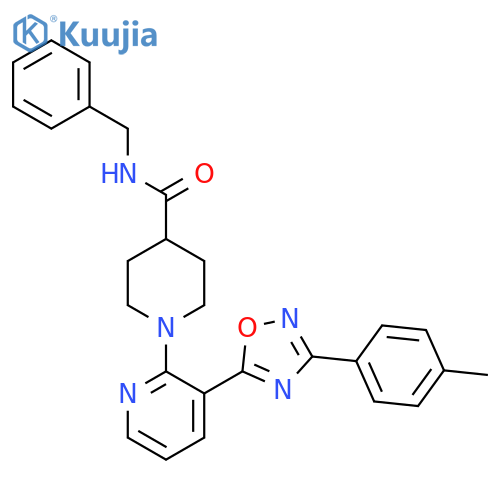 N-benzyl-1-{3-[3-(4-methylphenyl)-1,2,4-oxadiazol-5-yl]pyridin-2-yl}piperidine-4-carboxamide structure