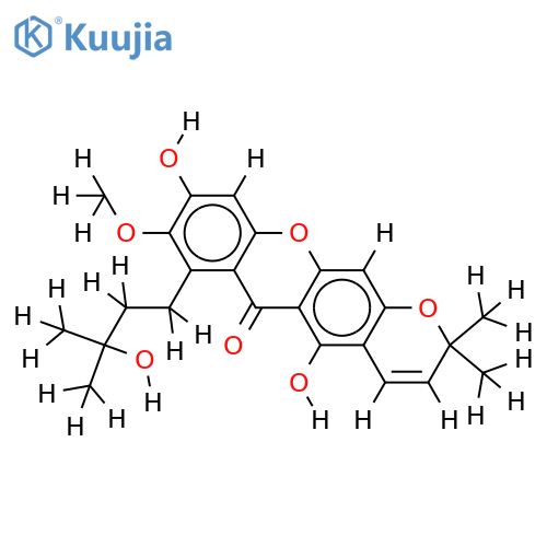 1,6-dihydroxy-8-(3-hydroxy-3-methylbutyl)-7-methoxy-6',6'-dimethylpyrano[2',3':3,2]xanthone structure