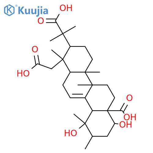 1,2-Chrysenediacetic acid, 6a-carboxy-1,2,3,4,4a,4b,5,6,6a,7,8,9,10,10a,12,12a-hexadecahydro-7,10-dihydroxy-α2,α2,1,4a,4b,9,10-heptamethyl-, (1R,2R,4aR,4bS,6aS,7S,9R,10R,10aS,12aR)- structure