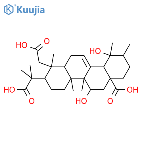 1,2-Chrysenediacetic acid, 6a-carboxy-1,2,3,4,4a,4b,5,6,6a,7,8,9,10,10a,12,12a-hexadecahydro-5,10-dihydroxy-α2,α2,1,4a,4b,9,10-heptamethyl-, (1R,2R,4aR,4bS,5S,6aS,9R,10R,10aS,12aR)- structure