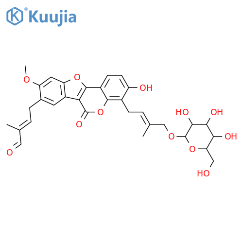 3,9-Dihydroxy-4,8-diprenylcoumestan; 4''-Oxo, 4'-hydroxy, 9-Me ether, 4'-O-β-D-glucopyranoside structure