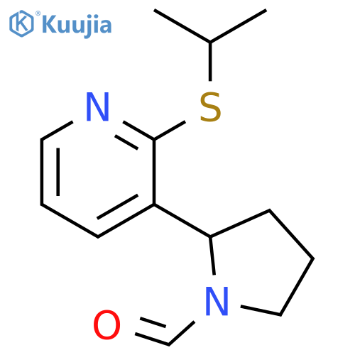 2-(2-Isopropylsulfanyl-pyridin-3-yl)-pyrrolidine-1-carbaldehyde structure