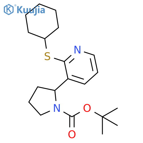2-(2-Cyclohexylsulfanyl-pyridin-3-yl)-pyrrolidine-1-carboxylic acid tert-butyl ester structure